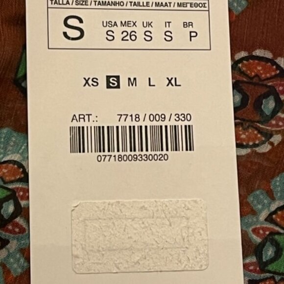 Zara NWT RARE Multicolor Printed Blouse With Bow Tie and Beaded Tassels Sz Small - Picture 13 of 16